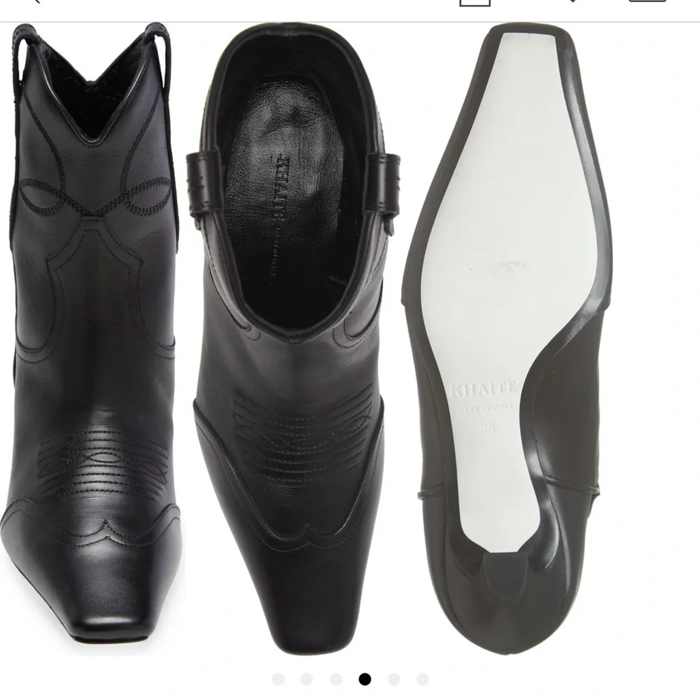 Khaite Dallas Black Leather Ankle Boots Bootie Size 37 Short Western - Picture 2 of 11